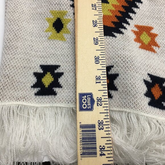 NEW Myra Bags Aztec Print Cardigan Sweater Western Orange Brown Hem Fringe XL - Picture 6 of 8